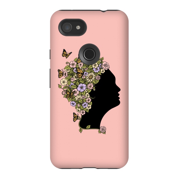 Pixel 3AXL StrongFit Floral Lady Pink by Coffee Man