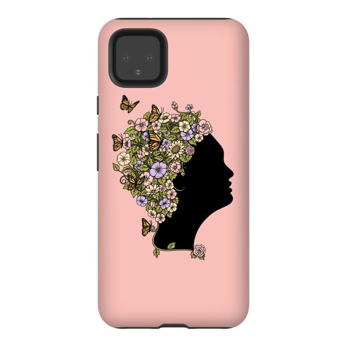 Pixel 4XL StrongFit Floral Lady Pink by Coffee Man