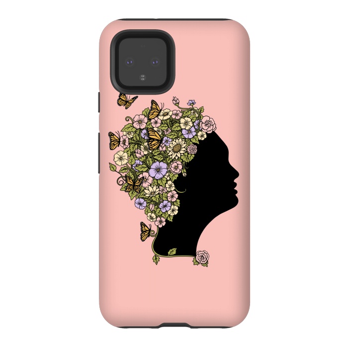 Pixel 4 StrongFit Floral Lady Pink by Coffee Man