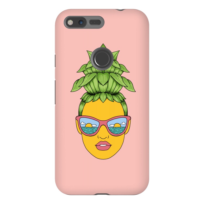 Pixel XL StrongFit Pineapple Girl Pink by Coffee Man