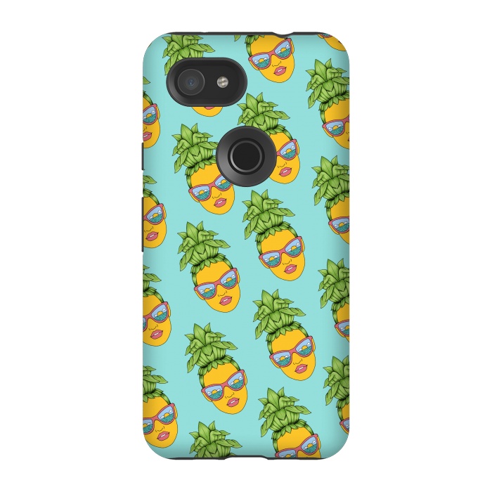 Pixel 3A StrongFit Pineapple Girl pattern by Coffee Man