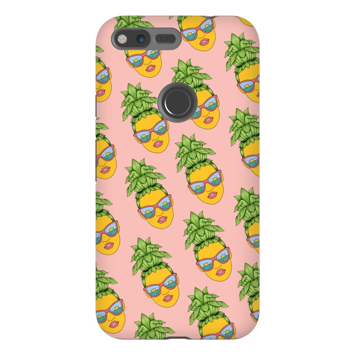 Pixel XL StrongFit Pineapple Girl Pattern Pink by Coffee Man