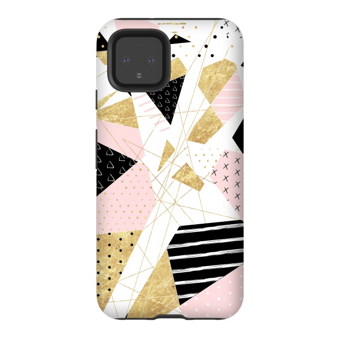 Pixel 4 StrongFit Modern gold geometric abstract design by InovArts