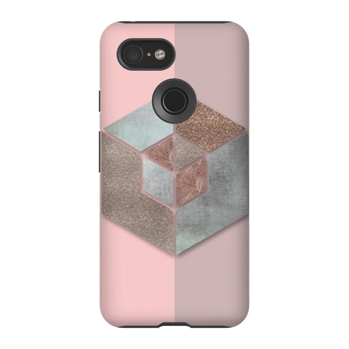 Pixel 3 StrongFit Rosegold Blush Geometry 2 by Andrea Haase