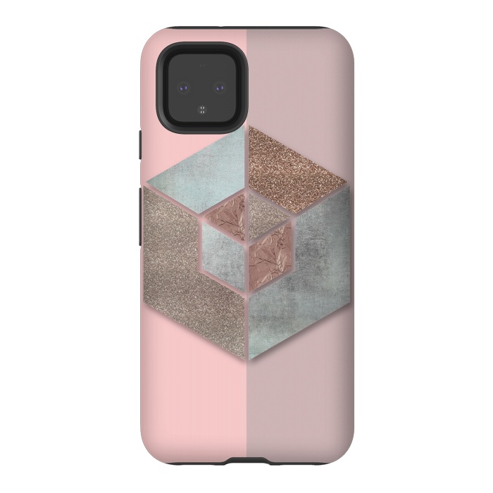 Pixel 4 StrongFit Rosegold Blush Geometry 2 by Andrea Haase