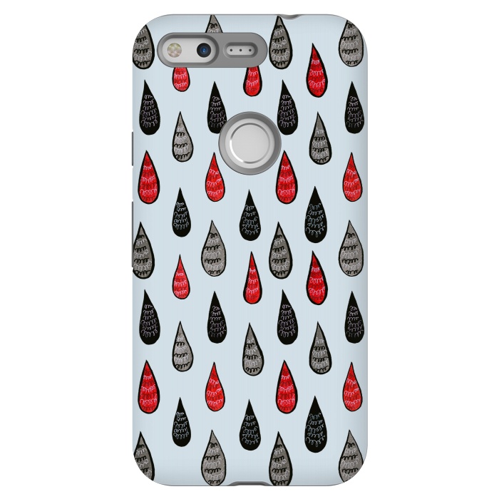 Pixel StrongFit Weird Rain Drops Ink Pattern In Red Black Grey by Boriana Giormova
