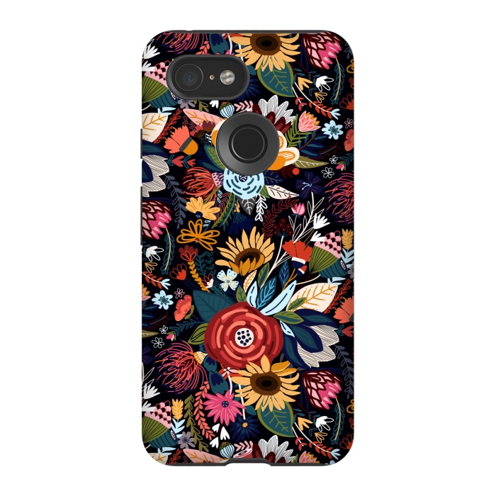 Pixel 3 StrongFit Popping Moody Floral  by Tigatiga