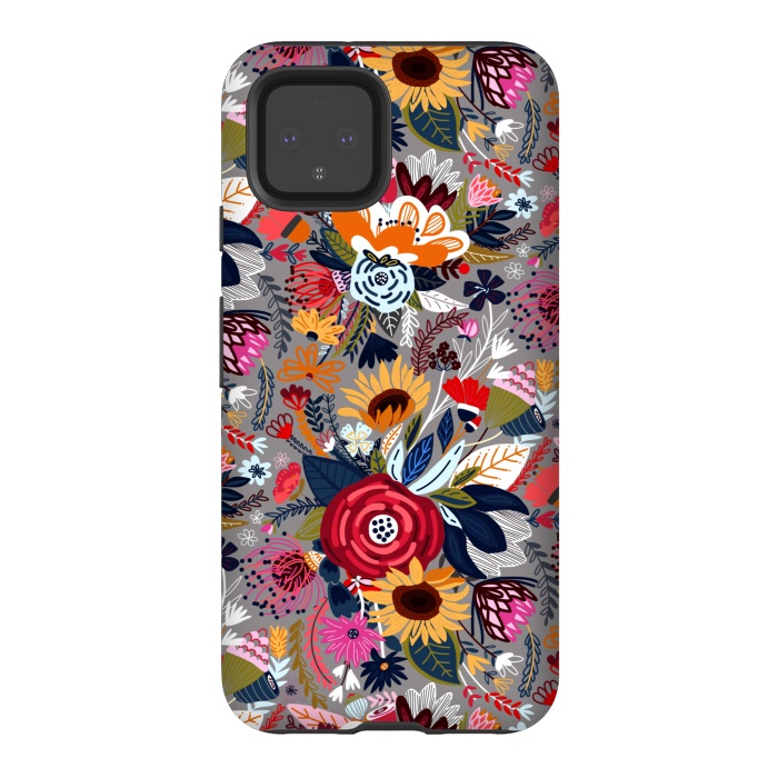Pixel 4 StrongFit Popping Floral - Pink  by Tigatiga