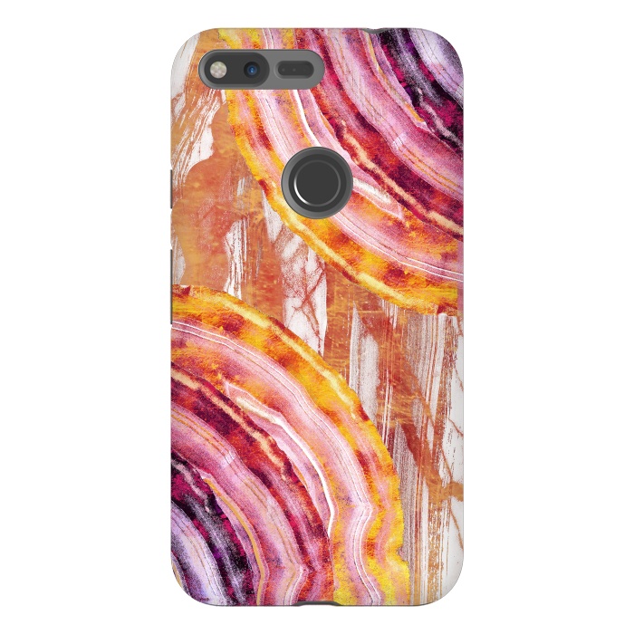 Pixel XL StrongFit Gold pink brushed marble gemstones by Oana 