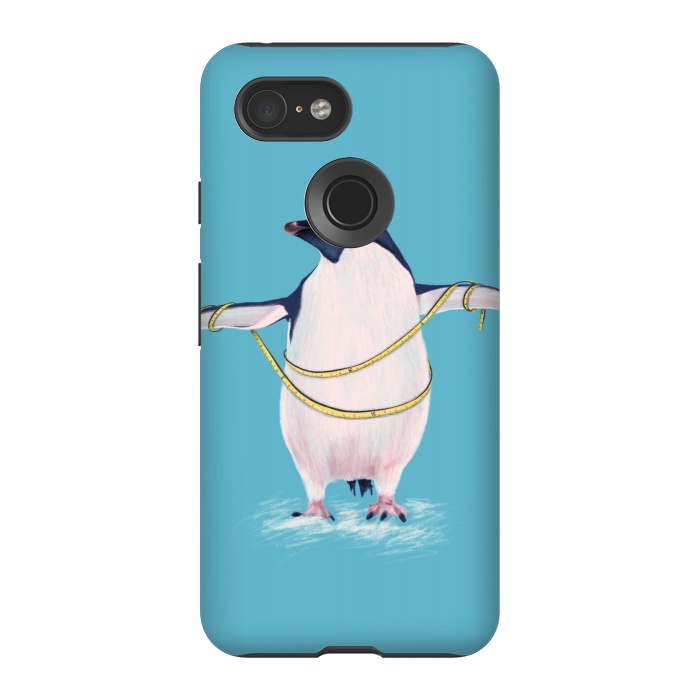 Pixel 3 StrongFit Cute Fat Penguin Goes On Diet by Boriana Giormova