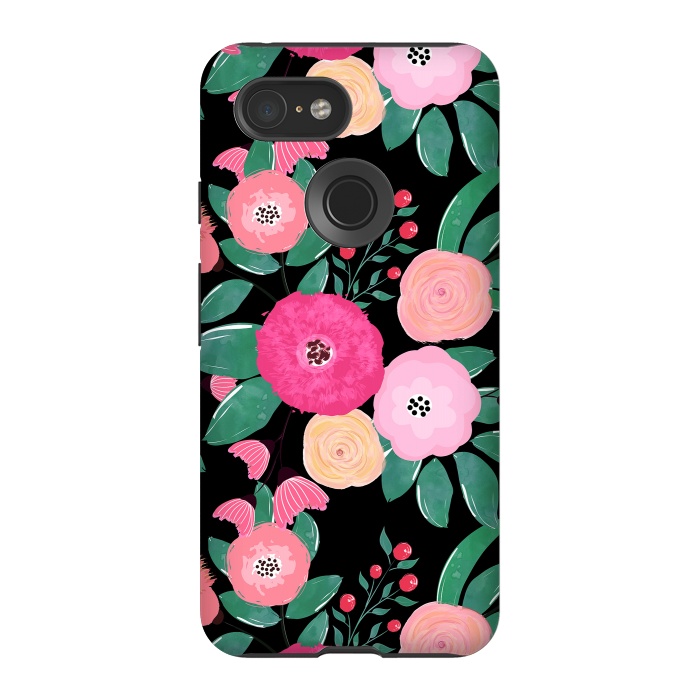 Pixel 3 StrongFit Stylish abstract creative floral paint by InovArts