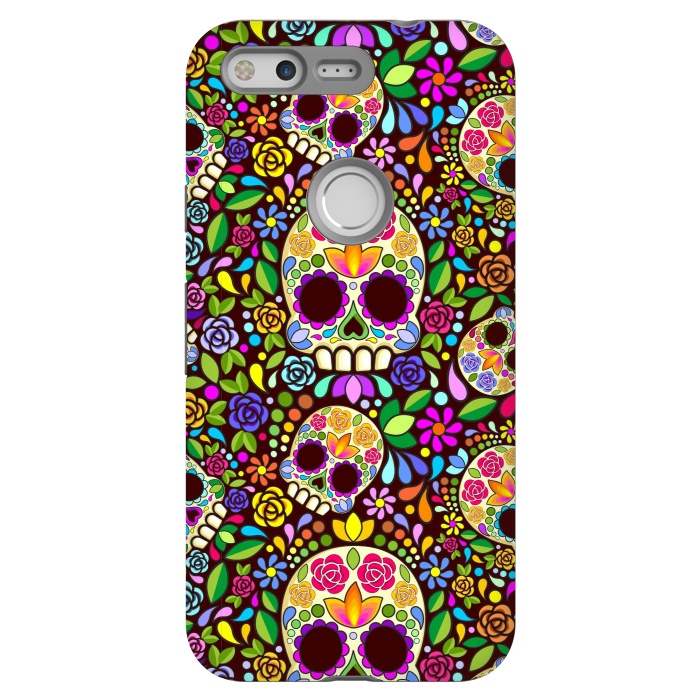 Pixel StrongFit Sugar Skull Floral Naif Art Mexican Calaveras by BluedarkArt