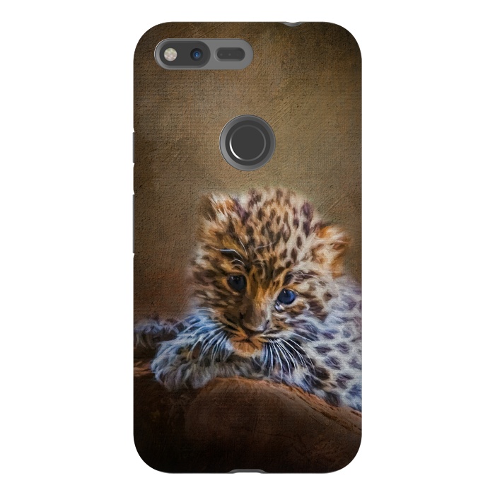 Pixel XL StrongFit Cute painting amur leopard cub by Simone Gatterwe