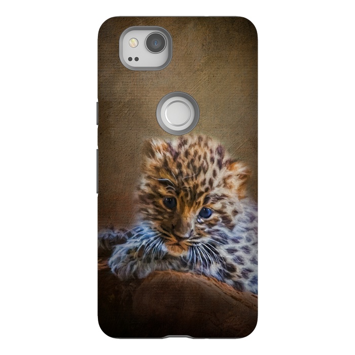 Pixel 2 StrongFit Cute painting amur leopard cub by Simone Gatterwe