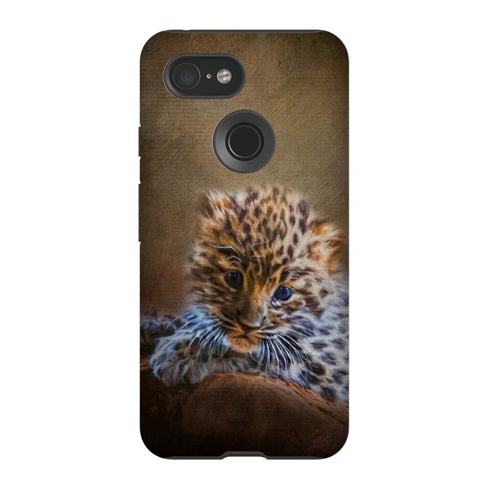 Pixel 3 StrongFit Cute painting amur leopard cub by Simone Gatterwe