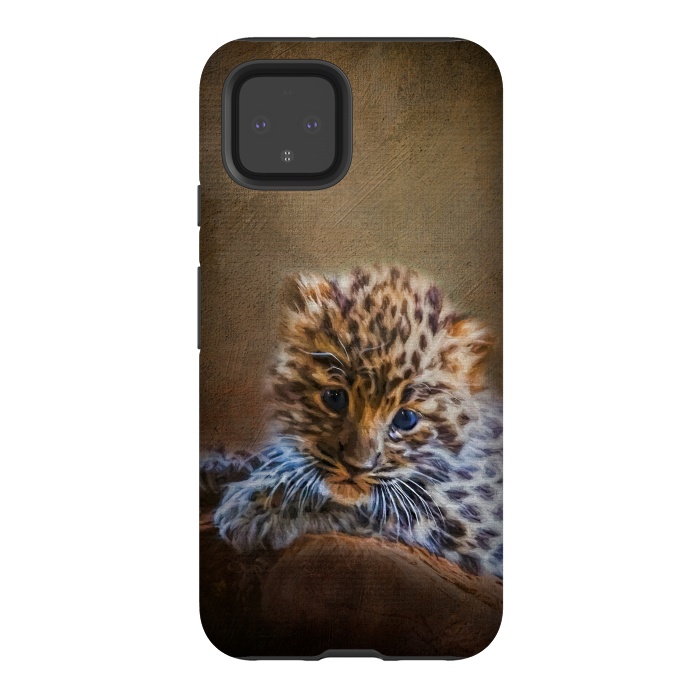 Pixel 4 StrongFit Cute painting amur leopard cub by Simone Gatterwe