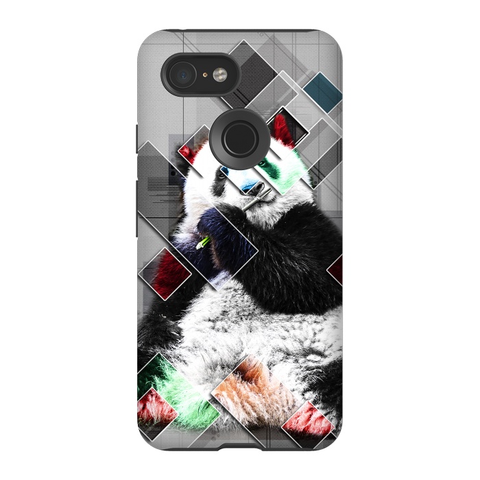 Pixel 3 StrongFit Cute colorful collage Panda by Simone Gatterwe