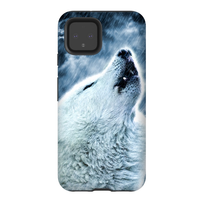 Pixel 4 StrongFit A howling wolf in the rain by Simone Gatterwe