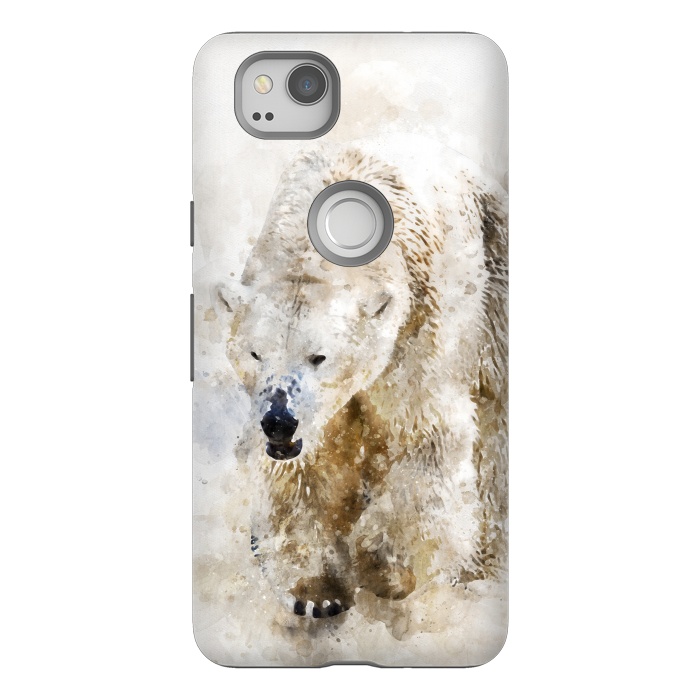 Pixel 2 StrongFit Abstract watercolor polar bear by Simone Gatterwe