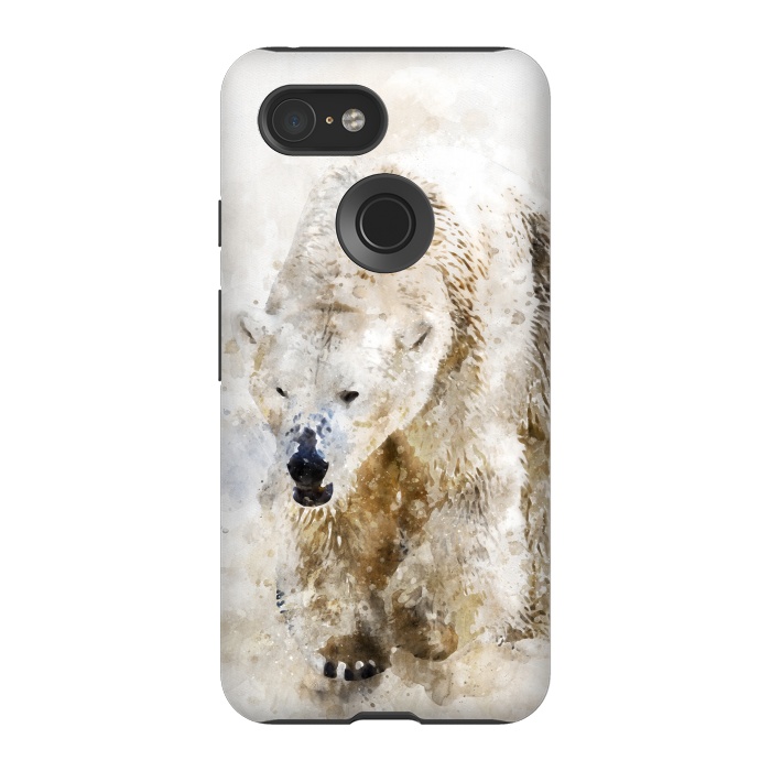Pixel 3 StrongFit Abstract watercolor polar bear by Simone Gatterwe