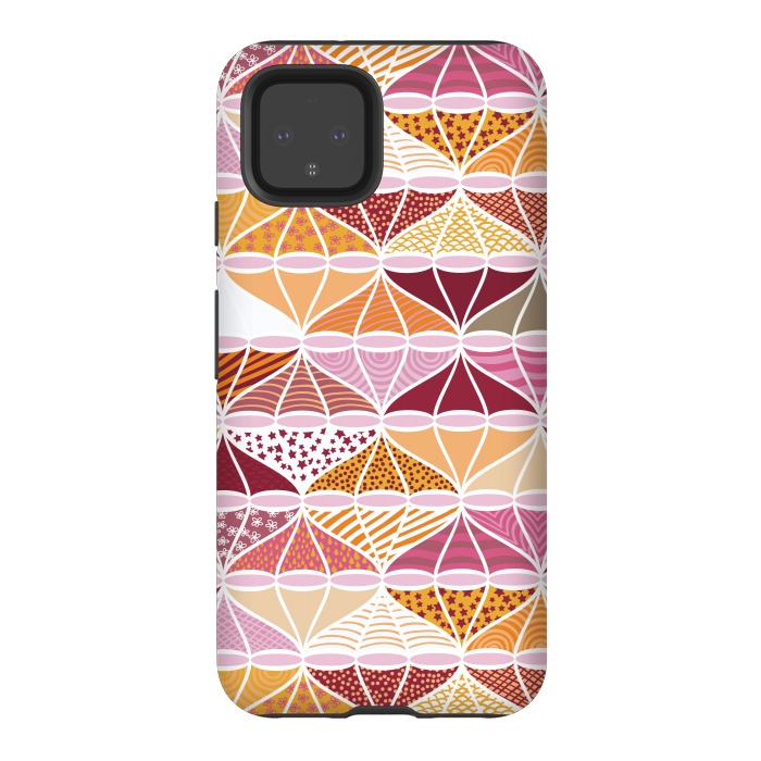 Pixel 4 StrongFit April Showers Bring Brollies - Pink and Orange by Paula Ohreen