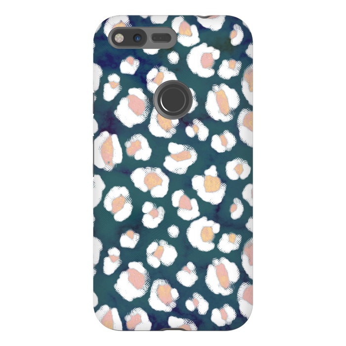 Pixel XL StrongFit Rose gold white brushed leopard print by Oana 