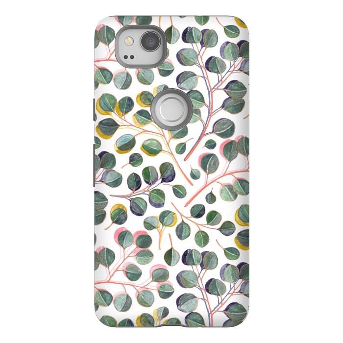 Pixel 2 StrongFit Simple Silver Dollar Eucalyptus Leaves by Micklyn Le Feuvre