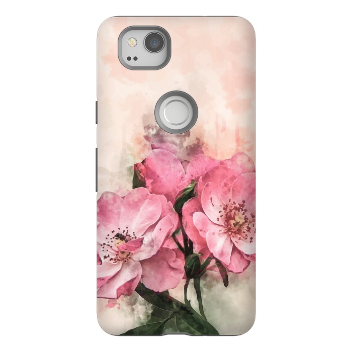 Pixel 2 StrongFit Vintage Pink Flower by Creativeaxle