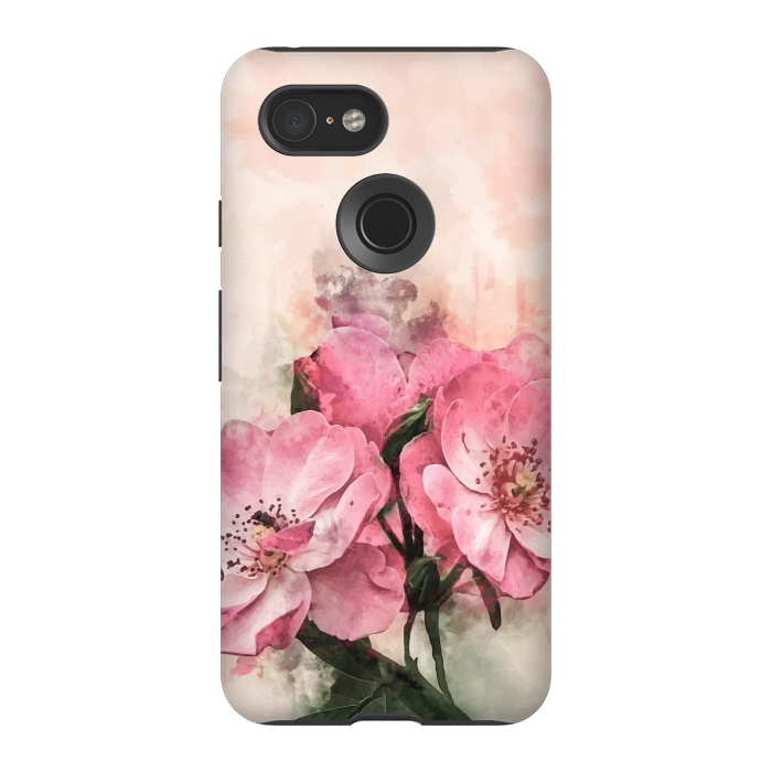 Pixel 3 StrongFit Vintage Pink Flower by Creativeaxle