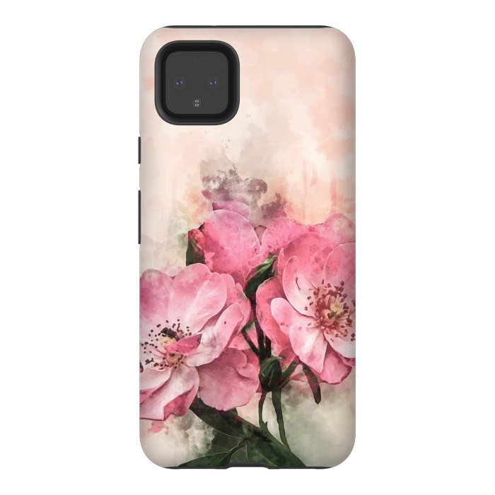 Pixel 4XL StrongFit Vintage Pink Flower by Creativeaxle