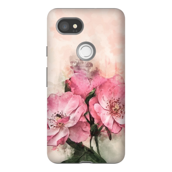 Pixel 2XL StrongFit Vintage Pink Flower by Creativeaxle