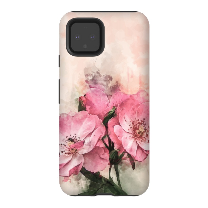 Pixel 4 StrongFit Vintage Pink Flower by Creativeaxle