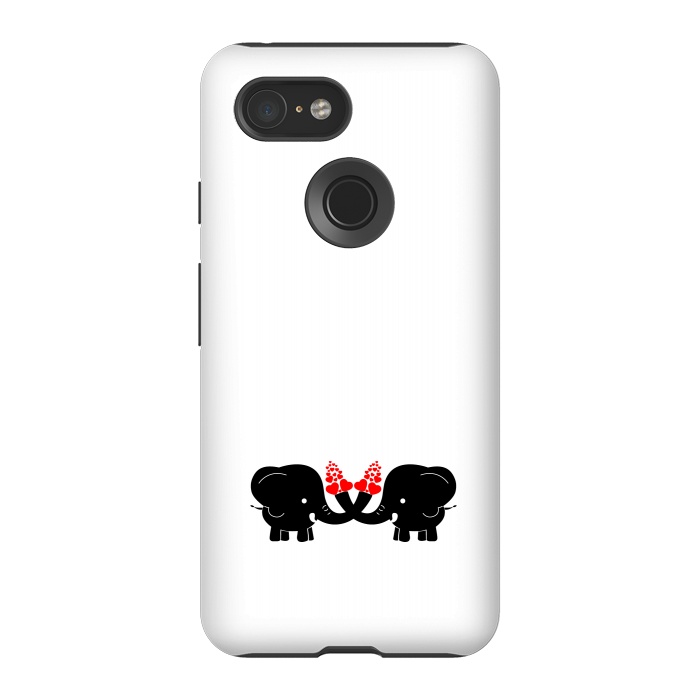 Pixel 3 StrongFit cute couple elephants by TMSarts