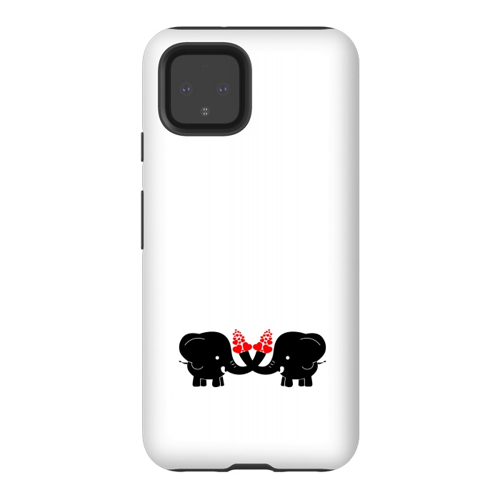 Pixel 4 StrongFit cute couple elephants by TMSarts
