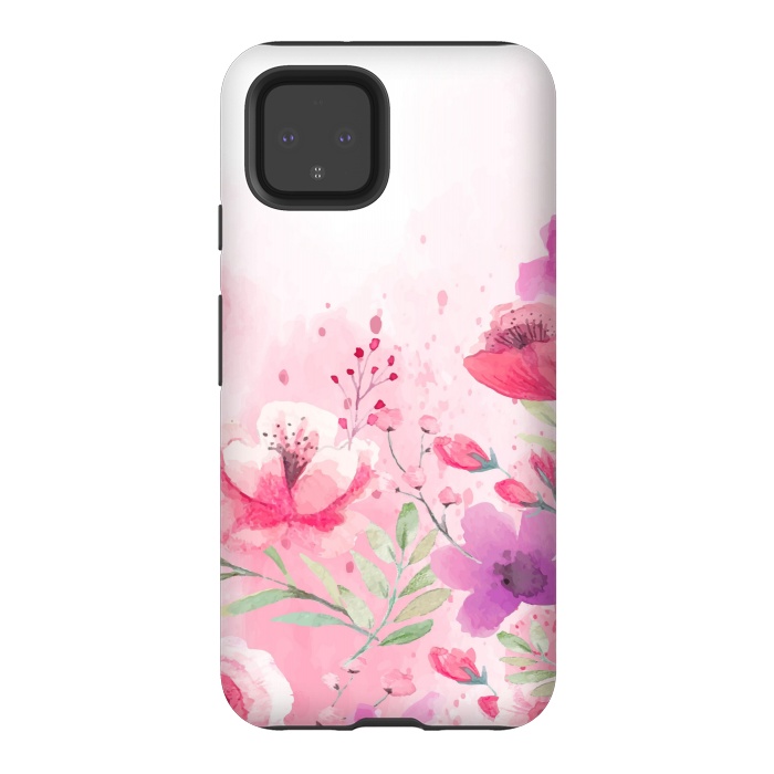 Pixel 4 StrongFit pink floral print by MALLIKA