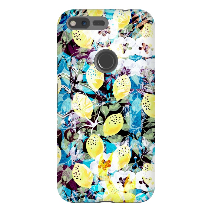 Pixel XL StrongFit Lemons and white flowers watercolor illustration by Oana 