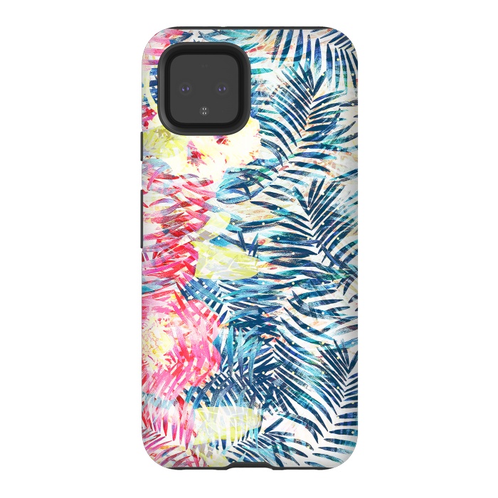 Pixel 4 StrongFit Colorful tropical leaves hawaiian bouquet by Oana 