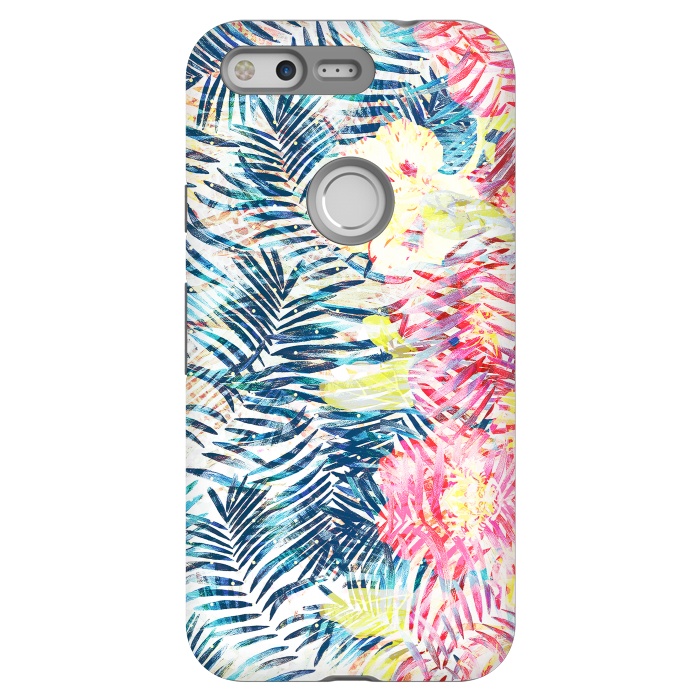 Pixel StrongFit Tropical palm leaves and colorful flowers by Oana 