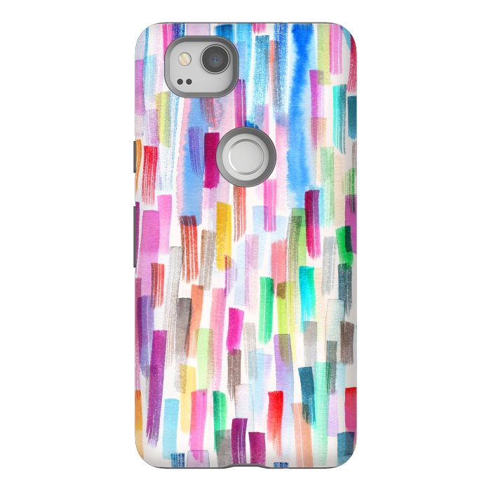 Pixel 2 StrongFit Colorful Brushstrokes Multicolored by Ninola Design