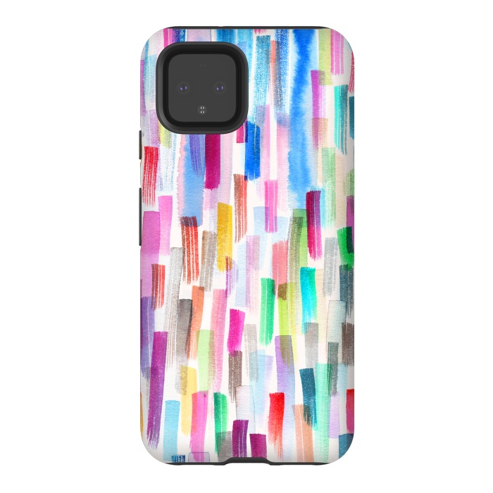 Pixel 4 StrongFit Colorful Brushstrokes Multicolored by Ninola Design