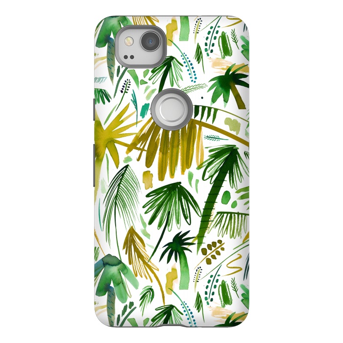 Pixel 2 StrongFit Brushstrokes Tropical Palms by Ninola Design