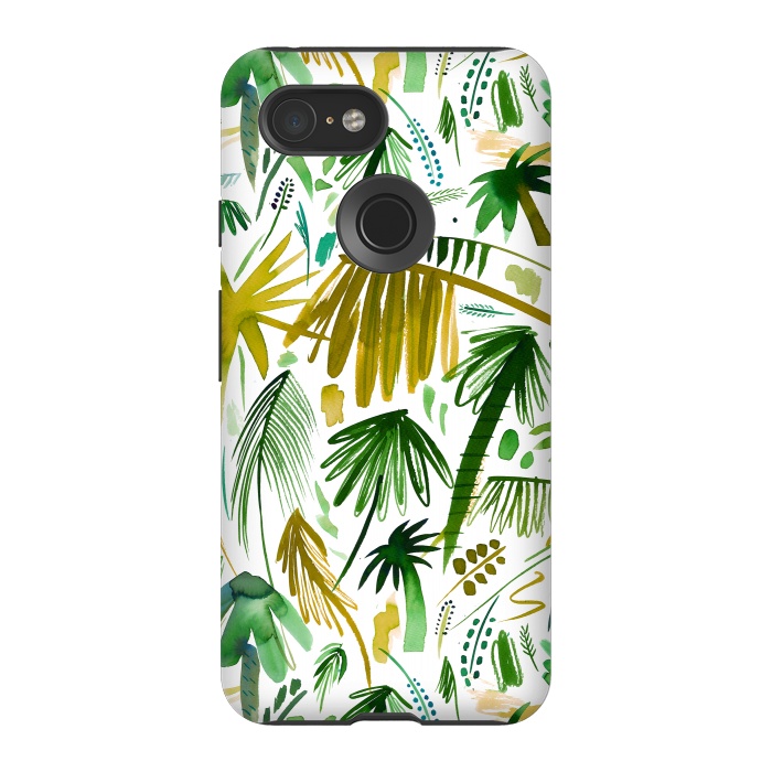 Pixel 3 StrongFit Brushstrokes Tropical Palms by Ninola Design
