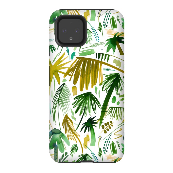 Pixel 4 StrongFit Brushstrokes Tropical Palms by Ninola Design
