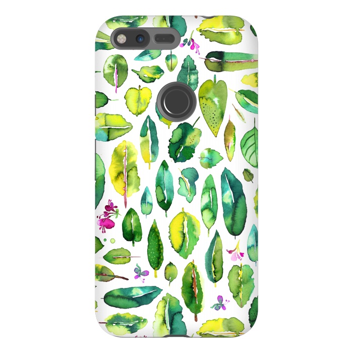 Pixel XL StrongFit Botanical Green Leaves by Ninola Design