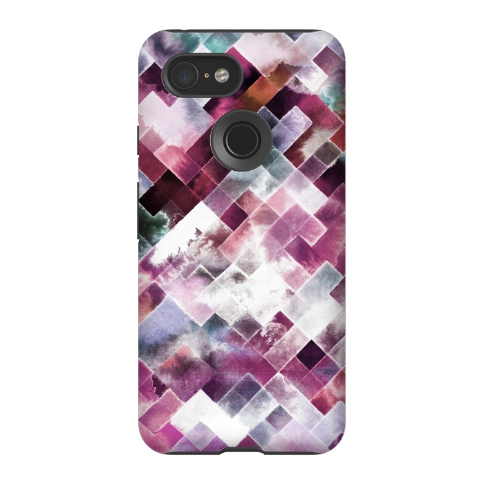 Pixel 3 StrongFit Moody Geometry Pink Neon by Ninola Design