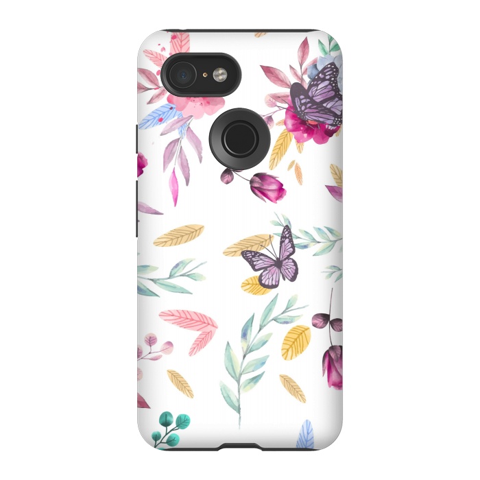 Pixel 3 StrongFit BUTTERFLY FLORAL PRINT by MALLIKA