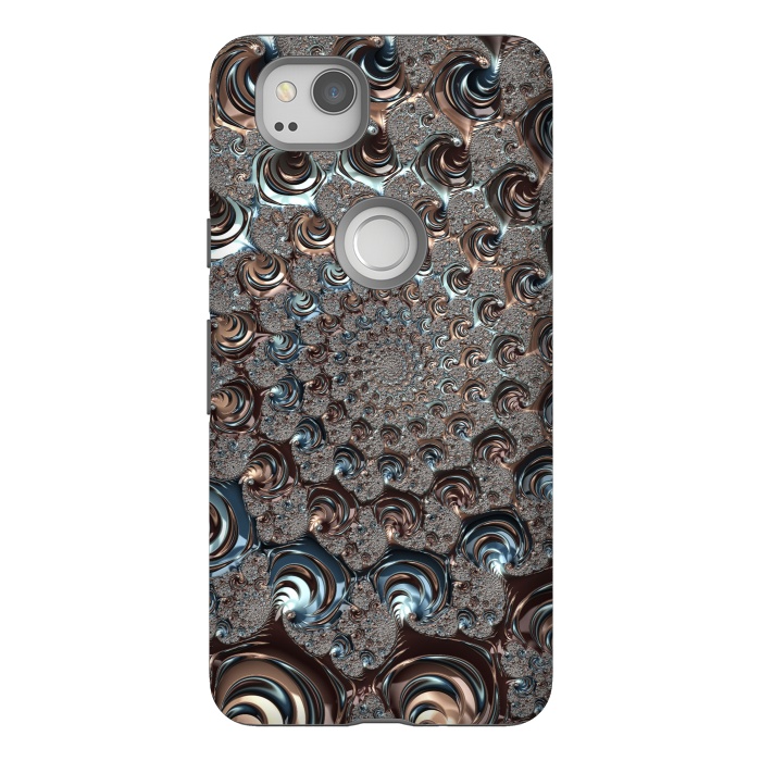 Pixel 2 StrongFit Fractal Fantasy Teal And Copper 2 by Andrea Haase