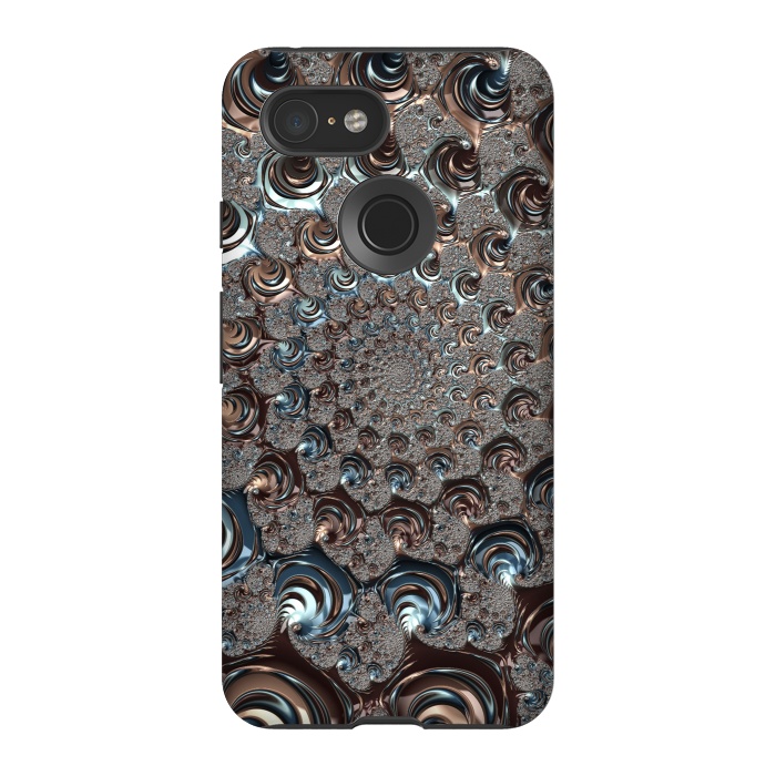 Pixel 3 StrongFit Fractal Fantasy Teal And Copper 2 by Andrea Haase