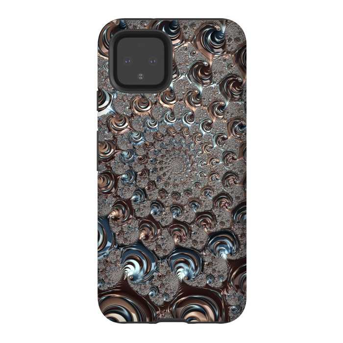 Pixel 4 StrongFit Fractal Fantasy Teal And Copper 2 by Andrea Haase