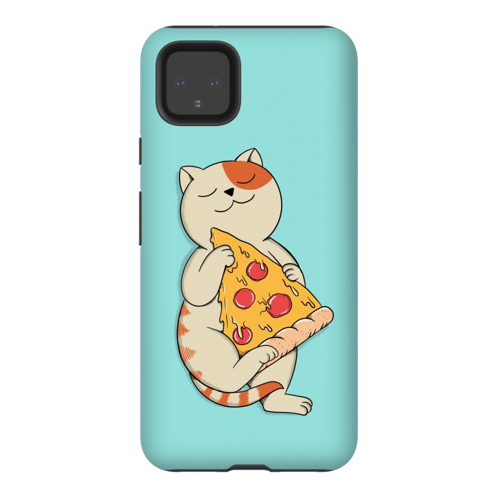 Pixel 4XL StrongFit Cat and Pizza by Coffee Man